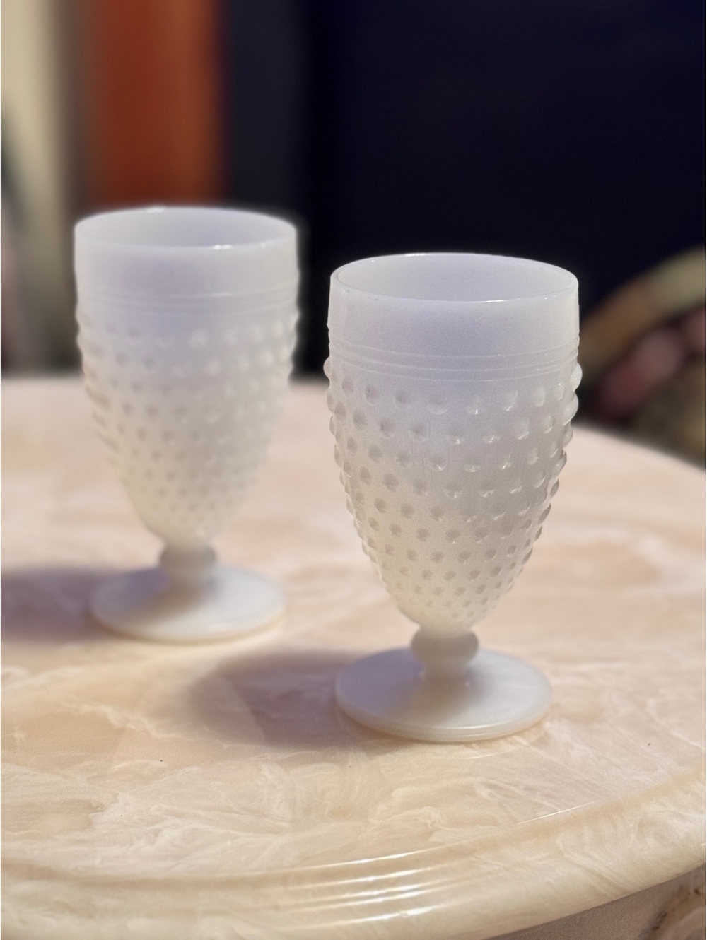 Anchor Hocking Milk glass hobnail goblets